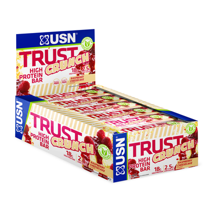 Trust Crunch Bar Raspberry Cheese Cake Flavour - Low Calorie High Protein Snack (12 x 60g)