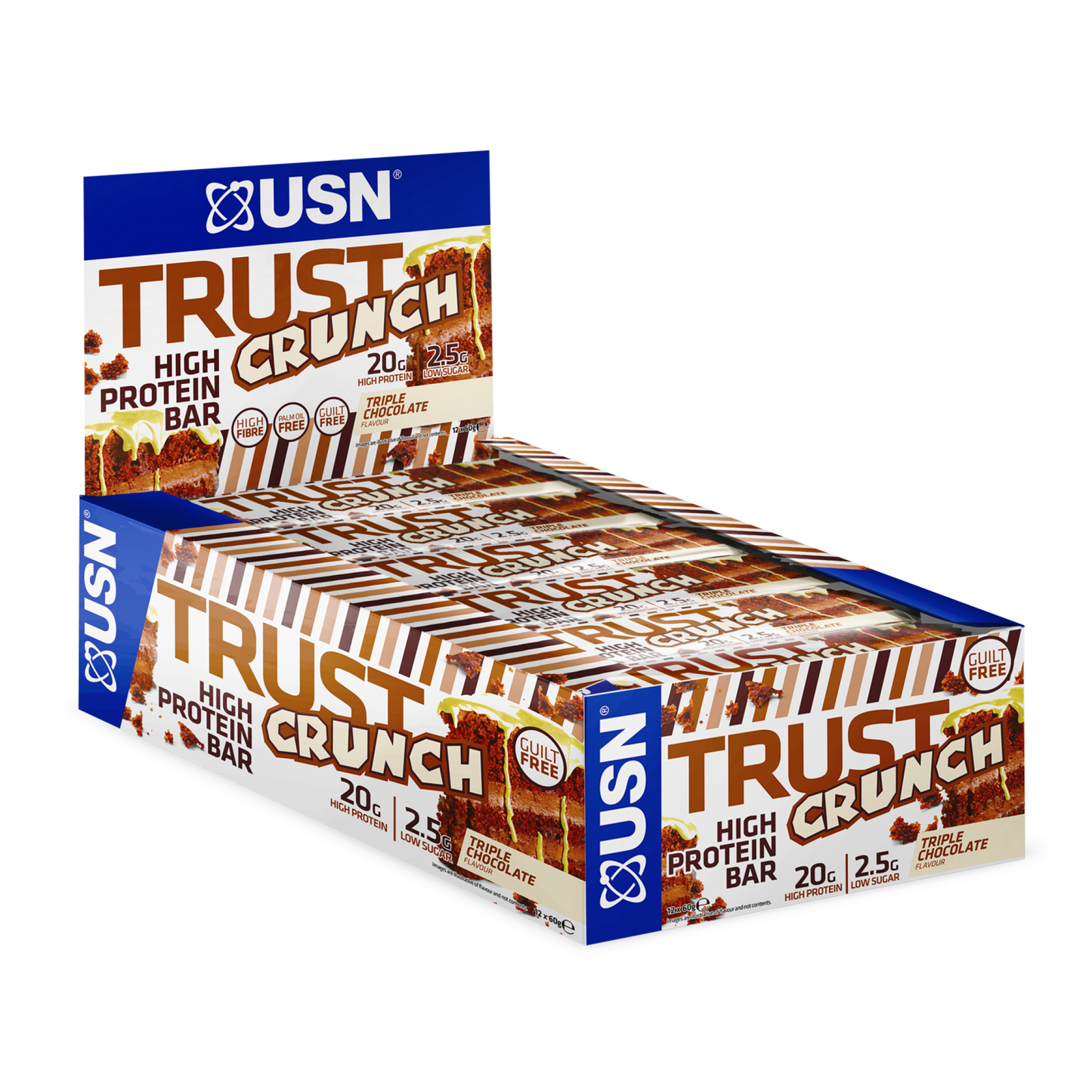 Trust Crunch Bar Raspberry Cheese Cake Flavour - Low Calorie High Protein Snack (12 x 60g)