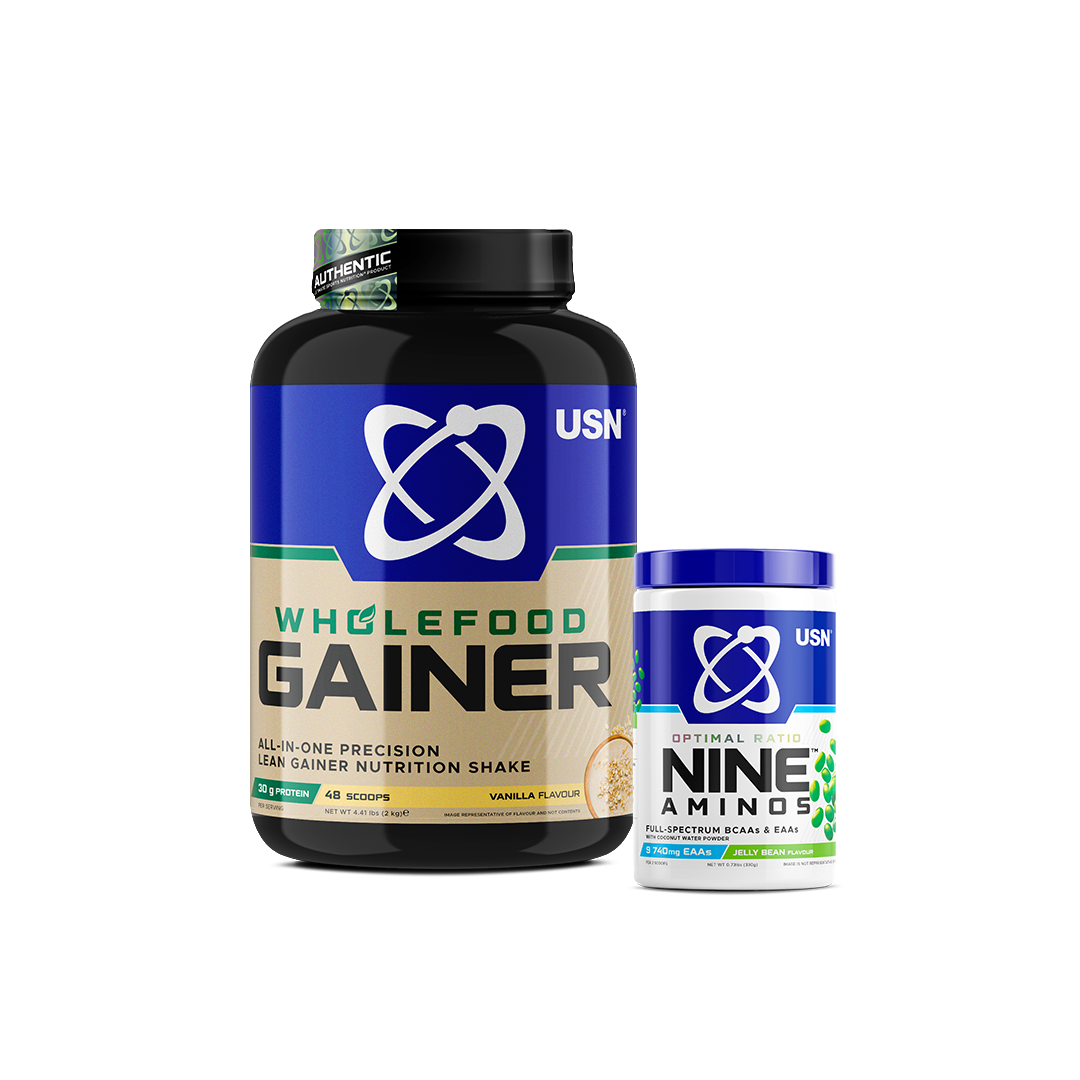 Wholefood Gainer 2kg & Nine Aminos Jelly Bean Bundle